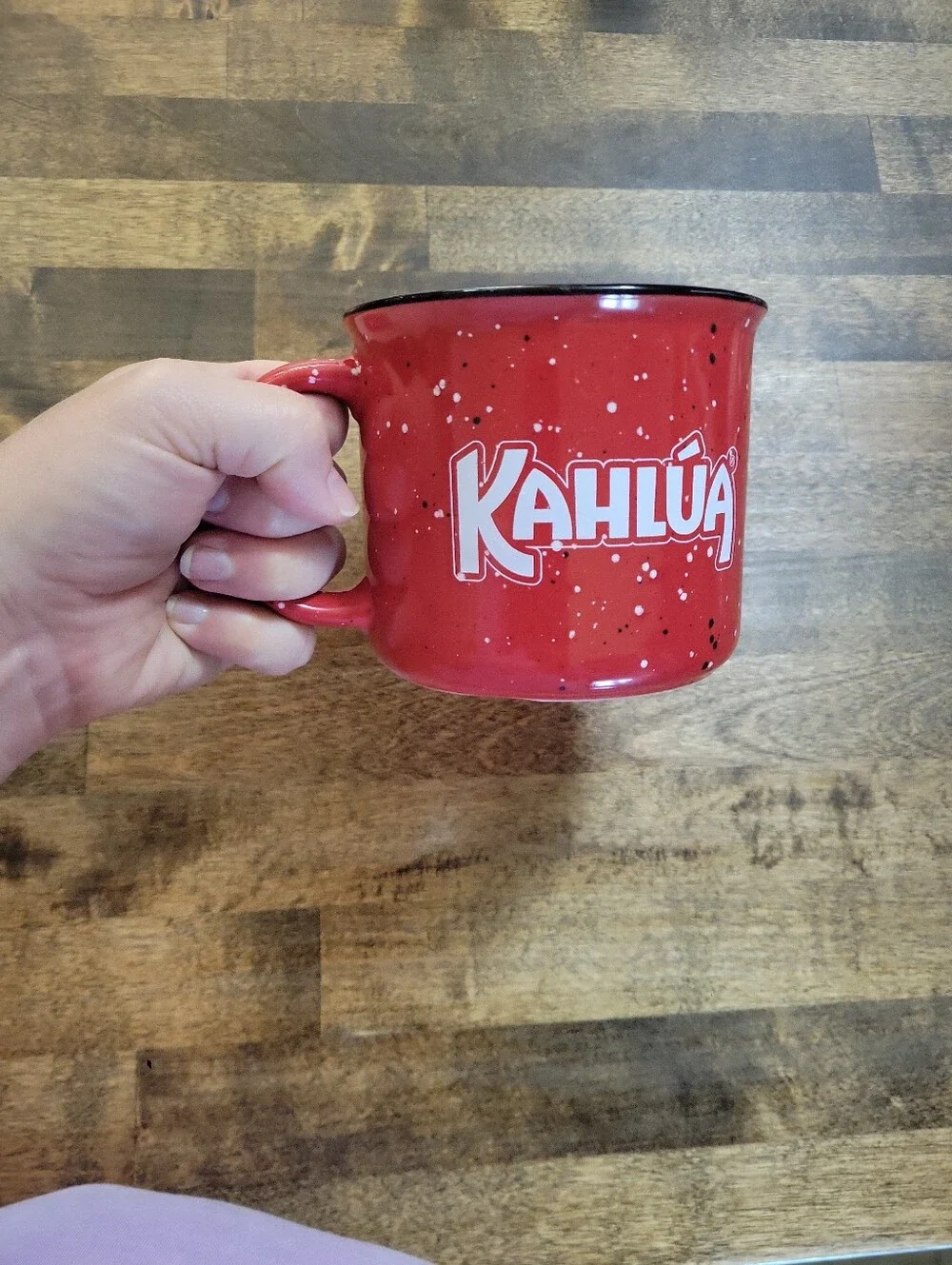 Red Speckled Ceramic Coffee MugKahlua Red Coffee Mug Cup Ceramic Embossed Logo